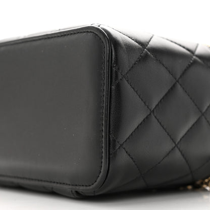 Chanel Lambskin Quilted Small Top Handle Vanity Case With Chain Black 10 of 13
