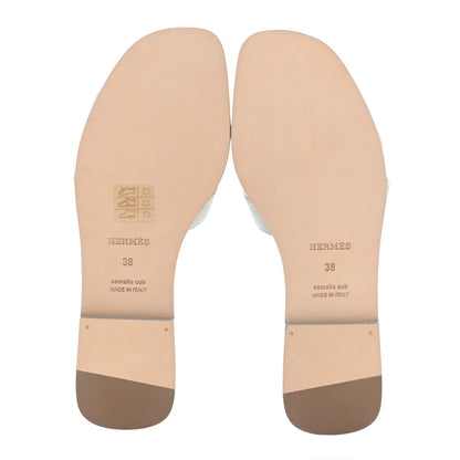 Hermes Epsom Oran Sandals 38 Bleu Glacier 5 of 8