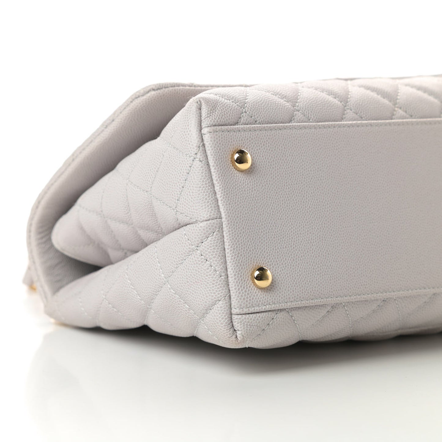 Caviar Quilted Small Coco Handle Flap Light Grey