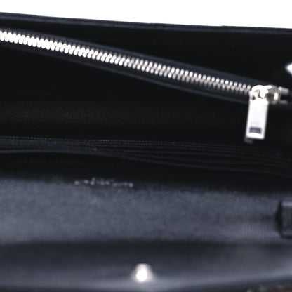 Saint Laurent Grain De Poudre Matelasse Chevron Monogram Chain Wallet Black 5 of 12
