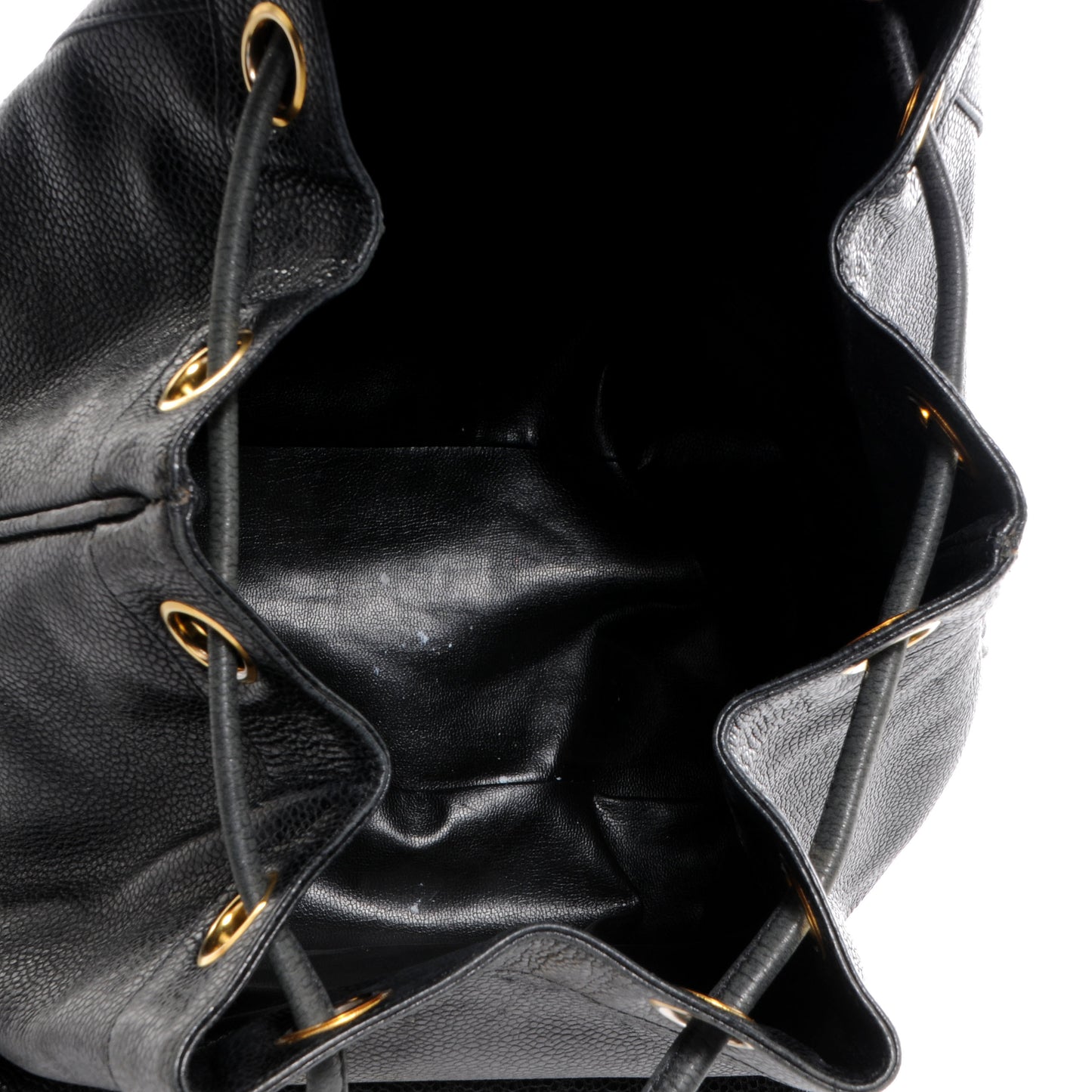 Caviar Drawstring Backpack Bag Black