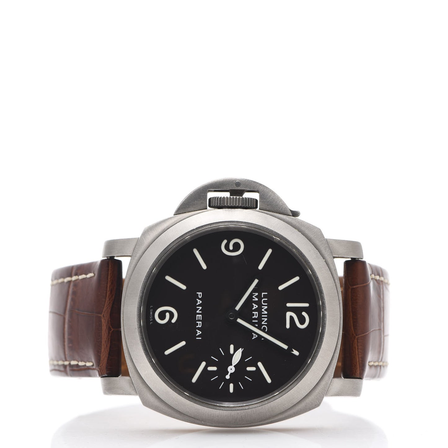 Titanium Alligator 44mm Luminor Marina Left-Handed Automatic Watch Grey PAM00056
