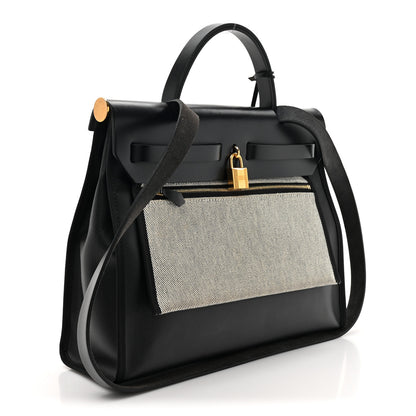 Hermes Toile H Berline Vache Hunter Herbag Zip PM 31 Black Ecru 4 of 15