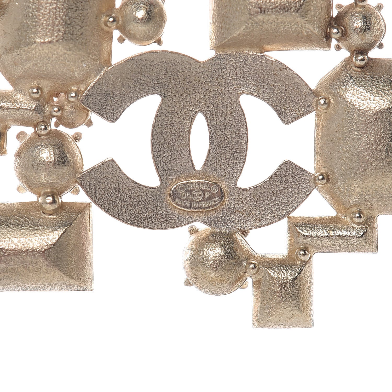 Chanel Crystal Baguette CC Pearl Necklace Pink Gold 5 of 5