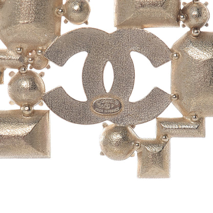 Chanel Crystal Baguette CC Pearl Necklace Pink Gold 5 of 5