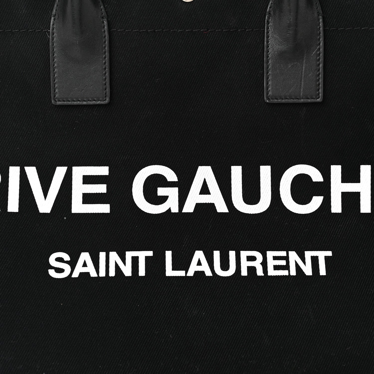 Saint Laurent Linen Calfskin Rive Gauche Tote Black 8 of 13