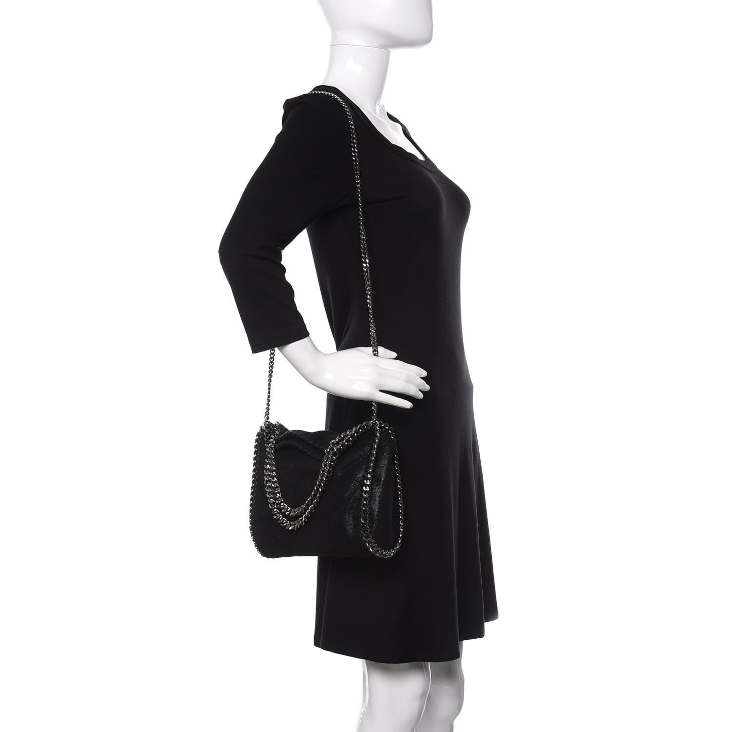 Shaggy Deer Mini Falabella Fold Over Tote Black