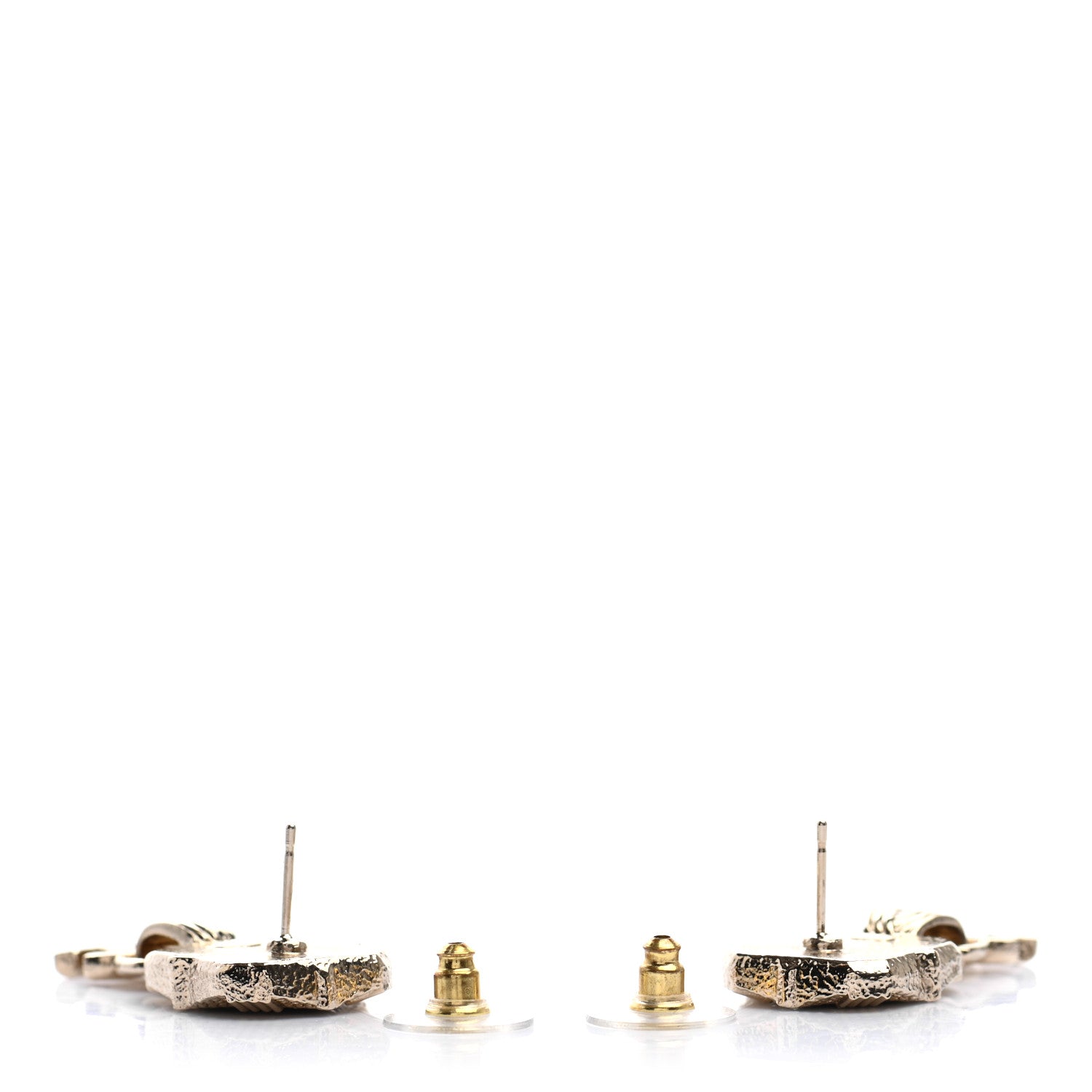 Chanel Resin Crystal Quilted CC Drop Earrings Black Gold 3 of 4