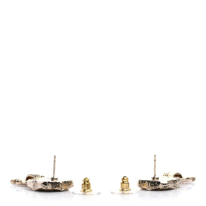 Chanel Resin Crystal Quilted CC Drop Earrings Black Gold 3 of 4