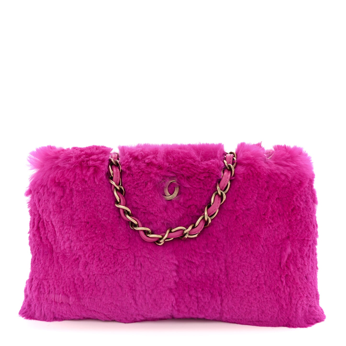 Rabbit Fur Shoulder Bag Fuchsia