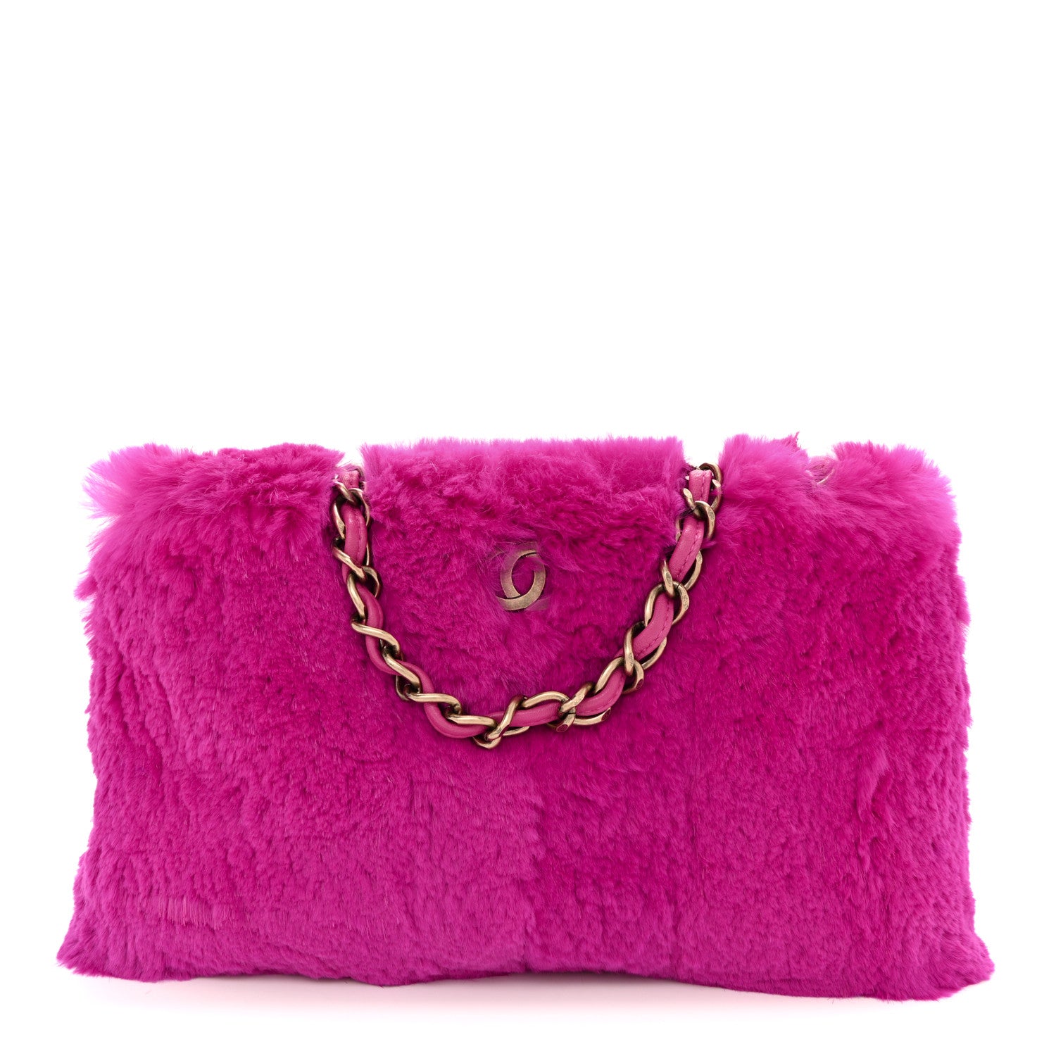 Chanel Rabbit Fur Shoulder Bag Fuchsia 1 of 11