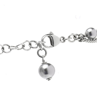 Chanel Pearl Bead Multi Strand CC Long Necklace Silver Grey 6 of 7