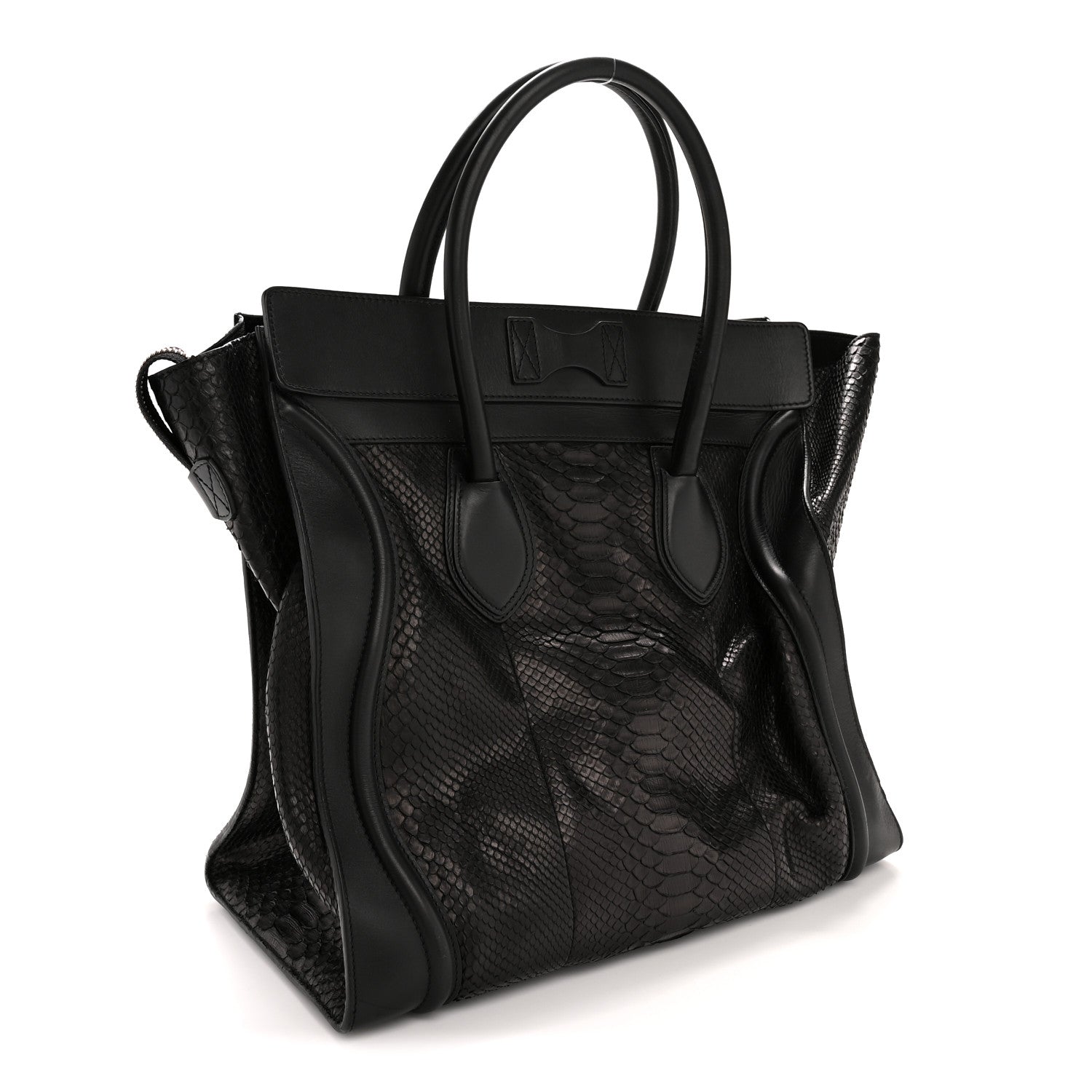 Celine Snakeskin Large Luggage Black 1789474 – FASHIONPHILE