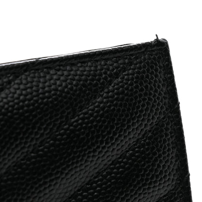 Saint Laurent Grain De Poudre Matelasse Chevron Monogram Compact Tri Fold Wallet Black 8 of 11
