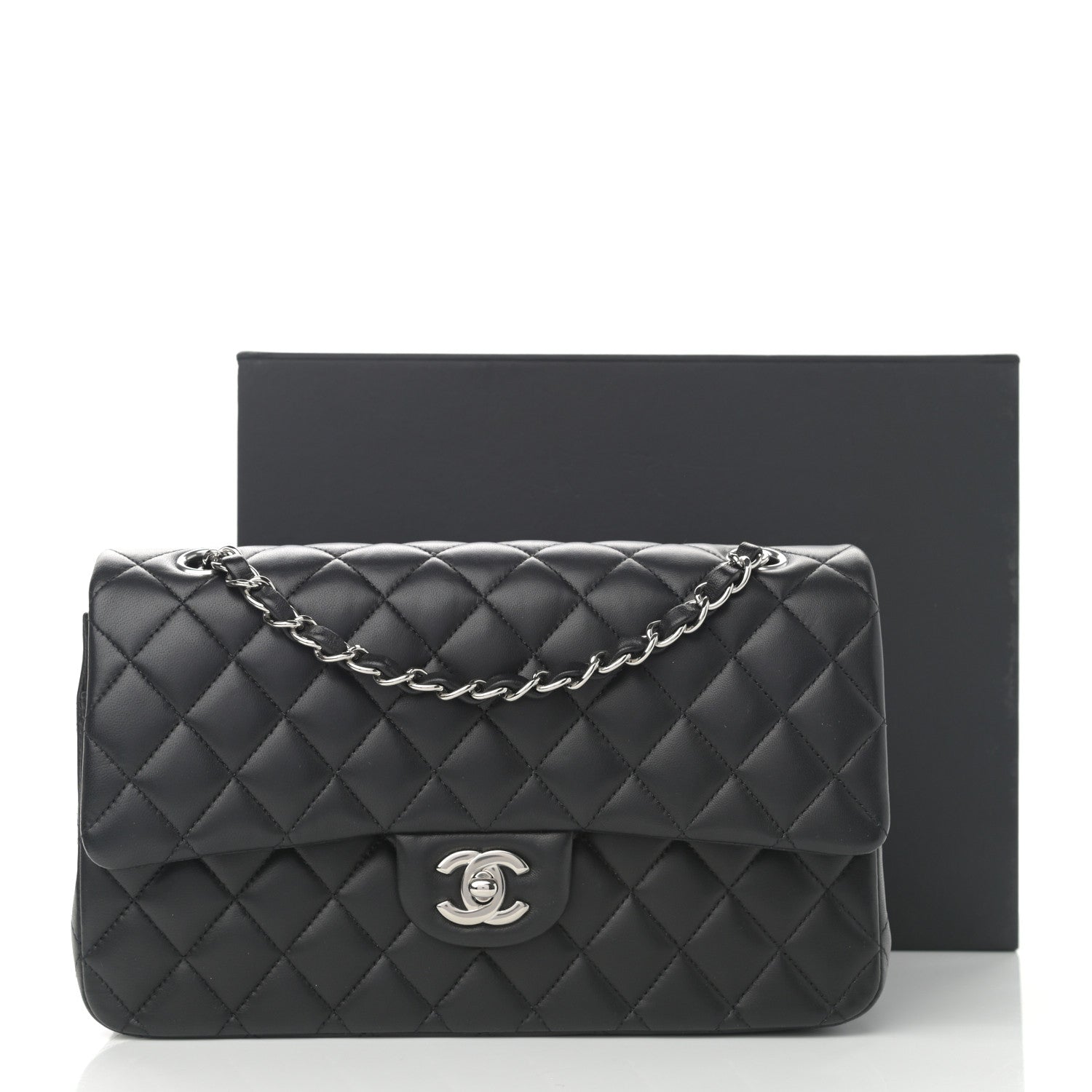 Chanel Lambskin Quilted Medium Double Flap Black 14 of 14