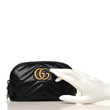 Gucci Calfskin Matelasse GG Marmont Pouch Cosmetic Case Black 2 of 9