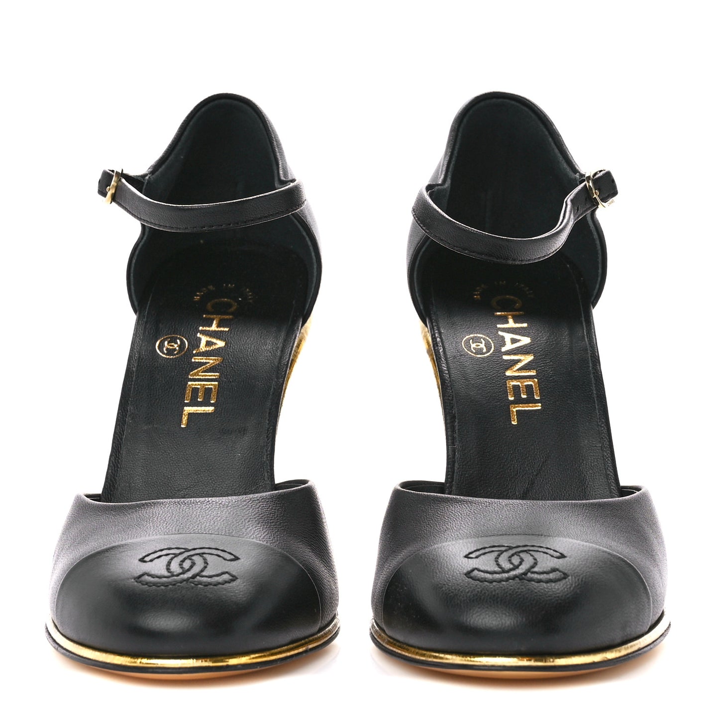 Lambskin Cap Toe Open Wedge 36 Black