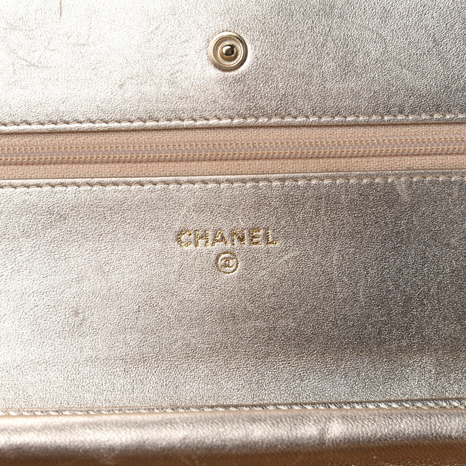 Chanel Metallic Lambskin Quilted Wallet On Chain WOC Gold 13 of 17