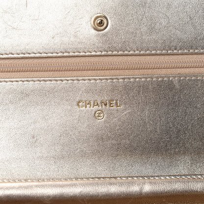Chanel Metallic Lambskin Quilted Wallet On Chain WOC Gold 13 of 17