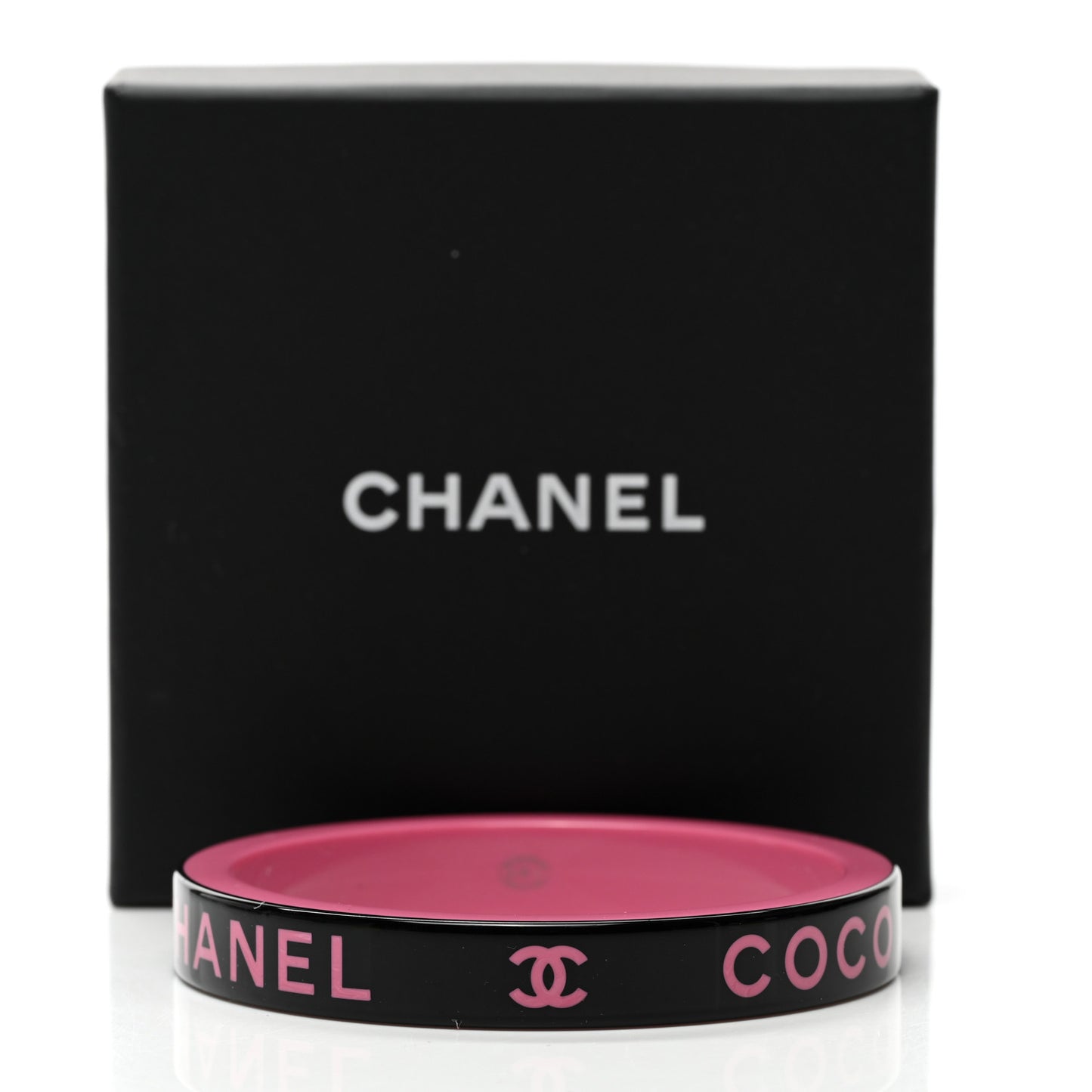 Resin Logo Bangle Bracelet Pink Black