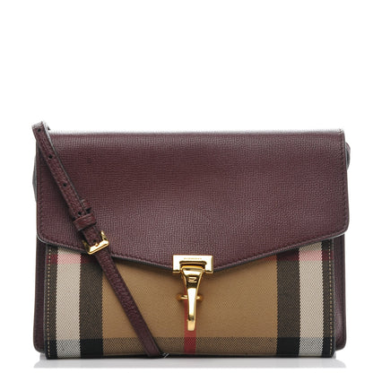 Burberry Derby Calfskin House Check Small Macken Crossbody Bag Mahogany Red 1 of 8