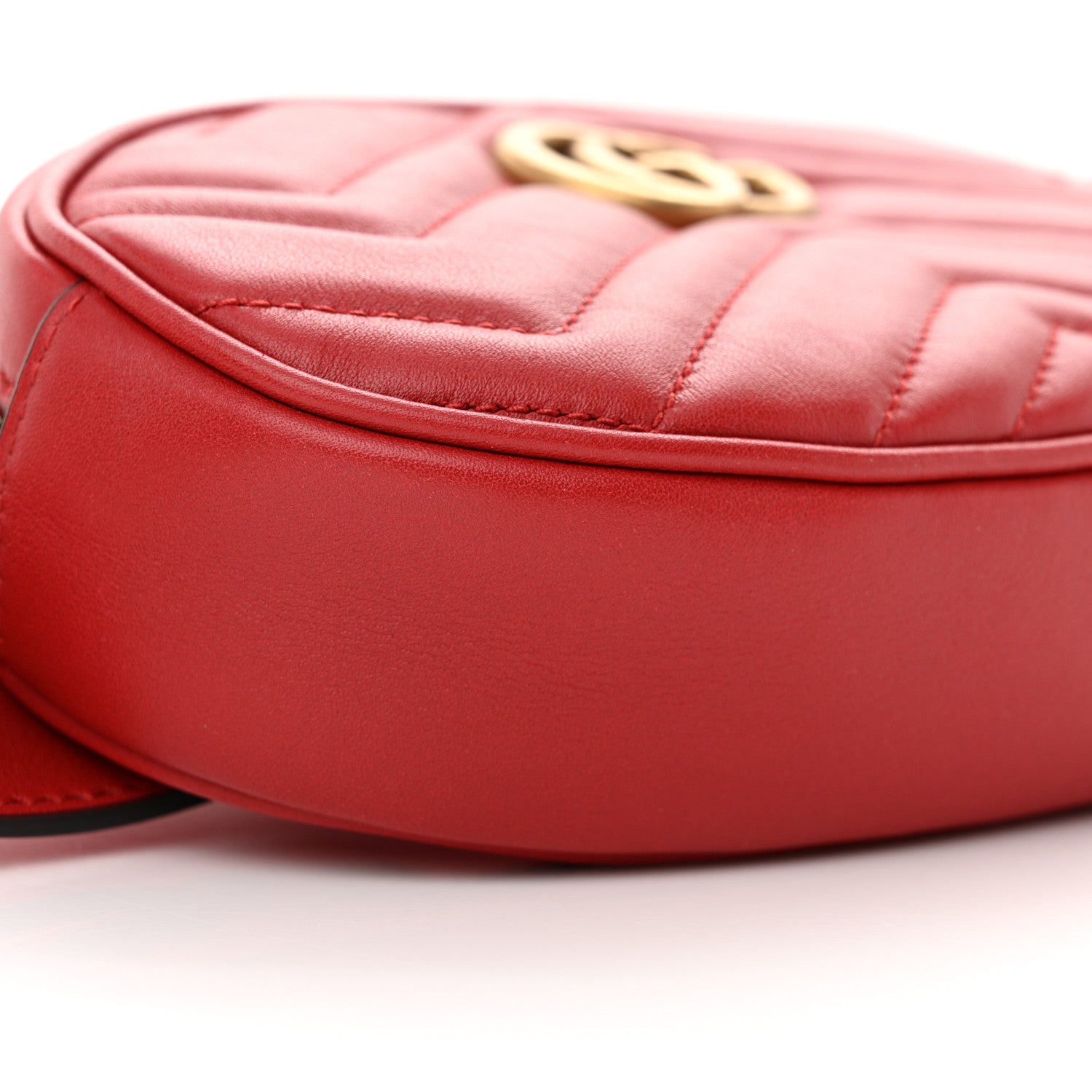 Gucci Calfskin Matelasse GG Marmont Belt Bag 75 30 Hibiscus Red 9 of 10