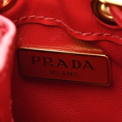 Prada Vernice Metal Triangle Logo Mini Drawcord Pouch Shoulder Bag Cherry 6 of 10