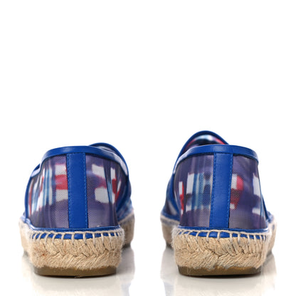 Chanel Mesh Lambskin Plaid Print CC Espadrilles 38 Blue White Red 6 of 20