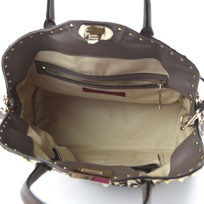 Valentino Garavani Calf Hair Cavallino Animal Rockstud Dome Satchel Leopard 5 of 9