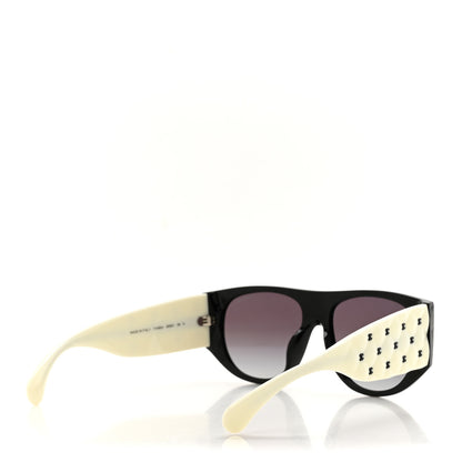 Chanel Acetate Quilted CC Pilot Sunglasses 71465 White Black 4 of 8