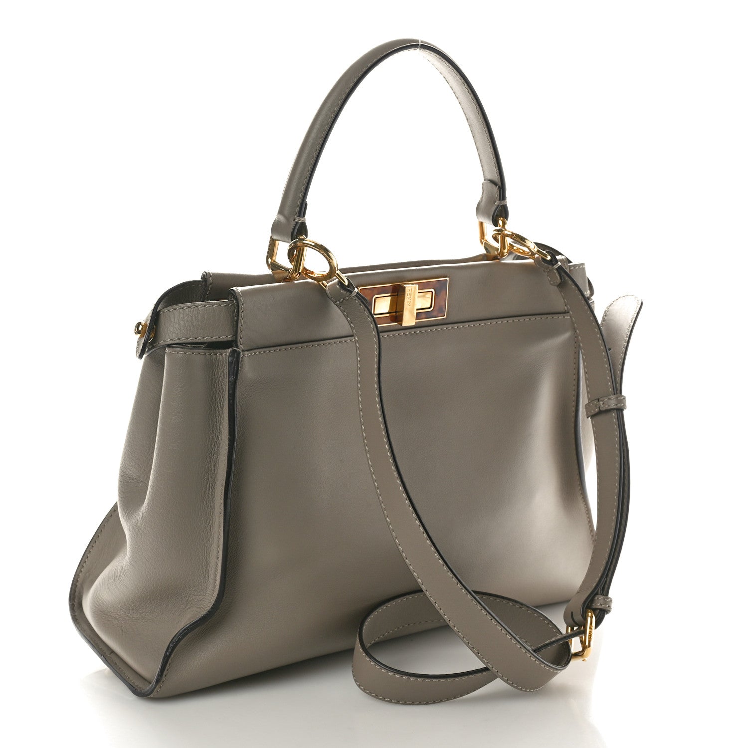 Fendi Vitello Seta Plexiglass Tortoise Medium Peekaboo Iconic Satchel Tortora 3 of 9