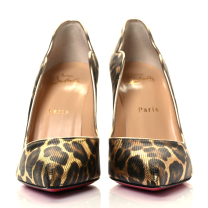 Christian Louboutin Calfskin Coin Leopard Print Hot Chick 100 Pumps 37.5 Gold 6 of 24