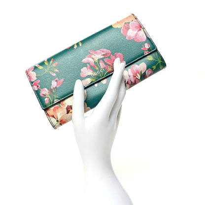 Gucci Calfskin Blooms Print Continental Wallet Bright Emerald Multicolor 2 of 10