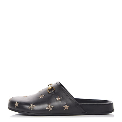 Gucci Calfskin Bee Star Embroidered Mens Horsebit River Slippers 11 Black 1 of 8