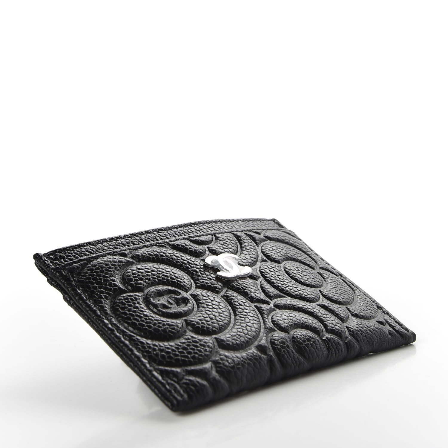 Chanel Caviar Camellia Embossed Card Holder Black 4 of 9