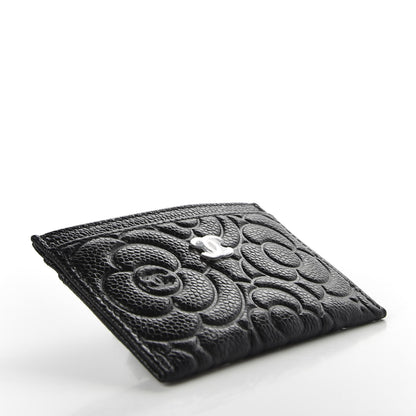 Chanel Caviar Camellia Embossed Card Holder Black 4 of 9