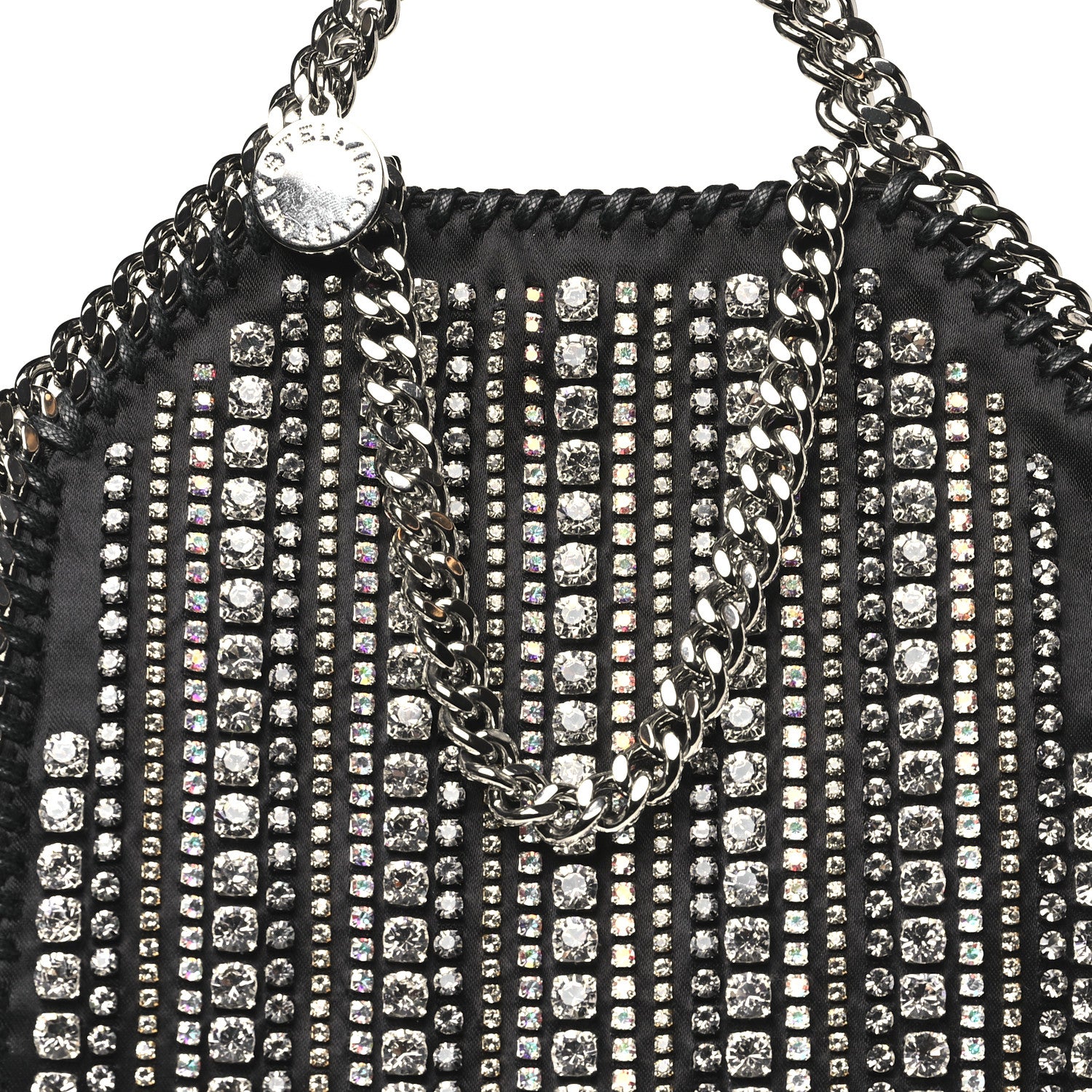 Stella McCartney Eco Satin Tiny Crystal Fringe Falabella Tote Black 8 of 10