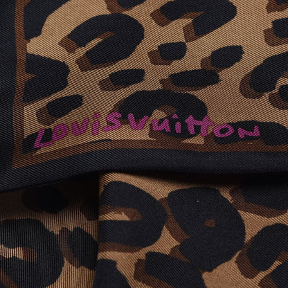 Louis Vuitton Silk Leopard Bandeau Scarf Marron 3 of 5