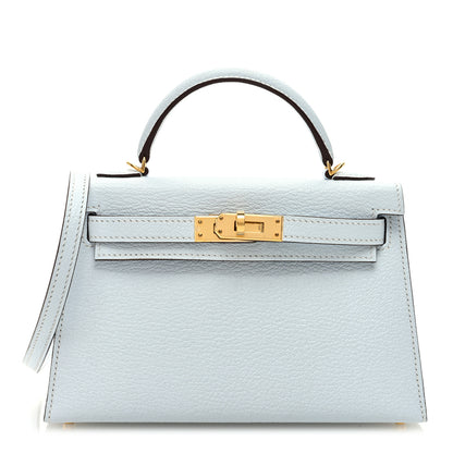 Hermes Chevre Mysore Mini Kelly Sellier 20 Bleu Brume 1 of 11