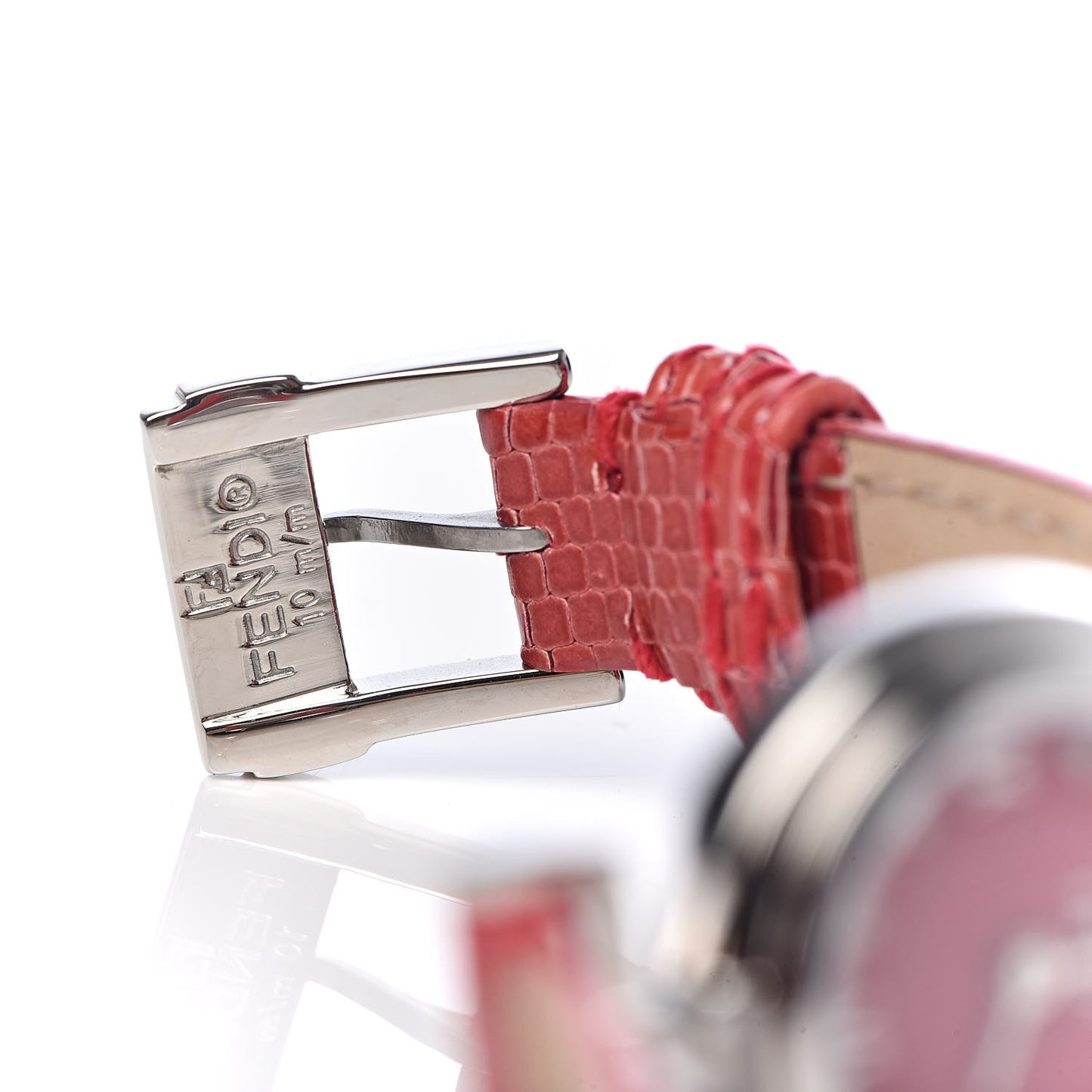 Stainless Steel Calfskin Diamond 23mm Moda Quartz Watch Red