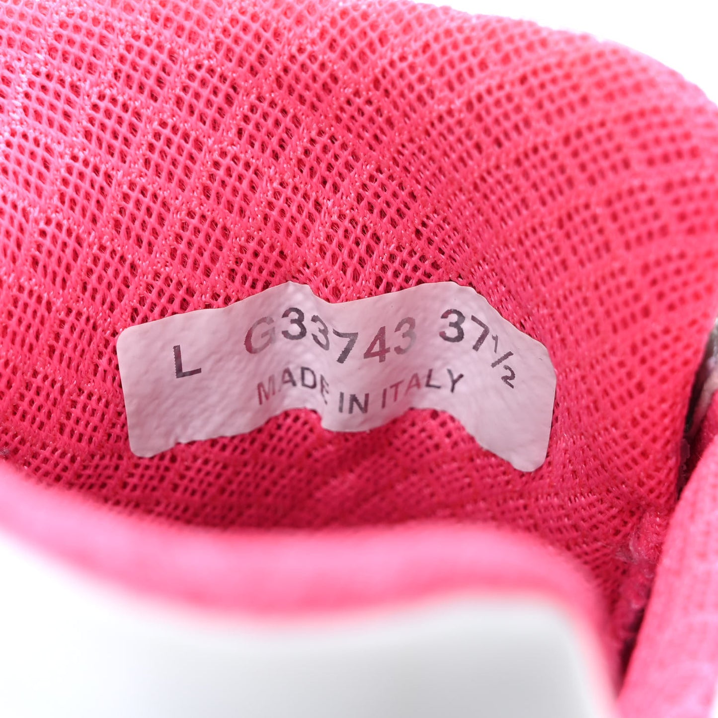 Calfskin Fabric Sneakers 37.5 White Silver Fluo Pink