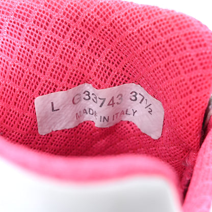 Chanel Calfskin Fabric Sneakers 37.5 White Silver Fluo Pink 8 of 9