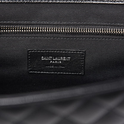 Saint Laurent Grain De Poudre Large Tri-Quilt Monogram Satchel Black 9 of 10