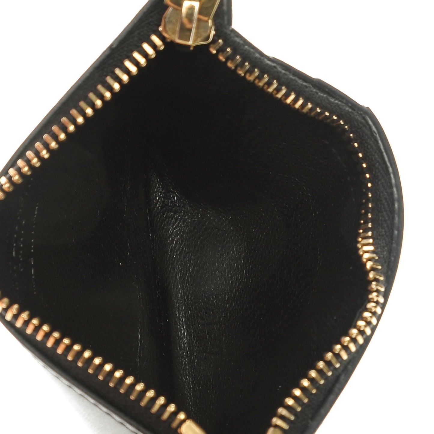 Calfskin 5 Fragments Zip Pouch Card Holder Black
