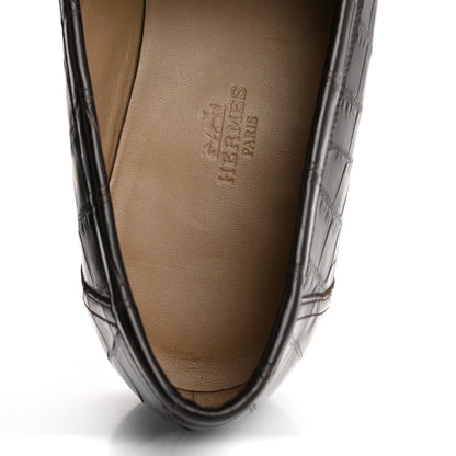 Hermes Matte Alligator Mens Paris Loafers 45 Moka 7 of 9