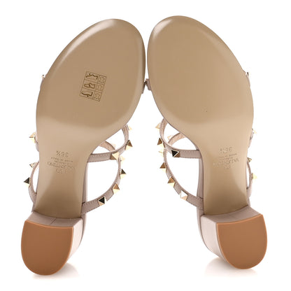 Valentino Garavani Calfskin Rockstud 60mm Caged Slide Sandals 36.5 Poudre 6 of 9