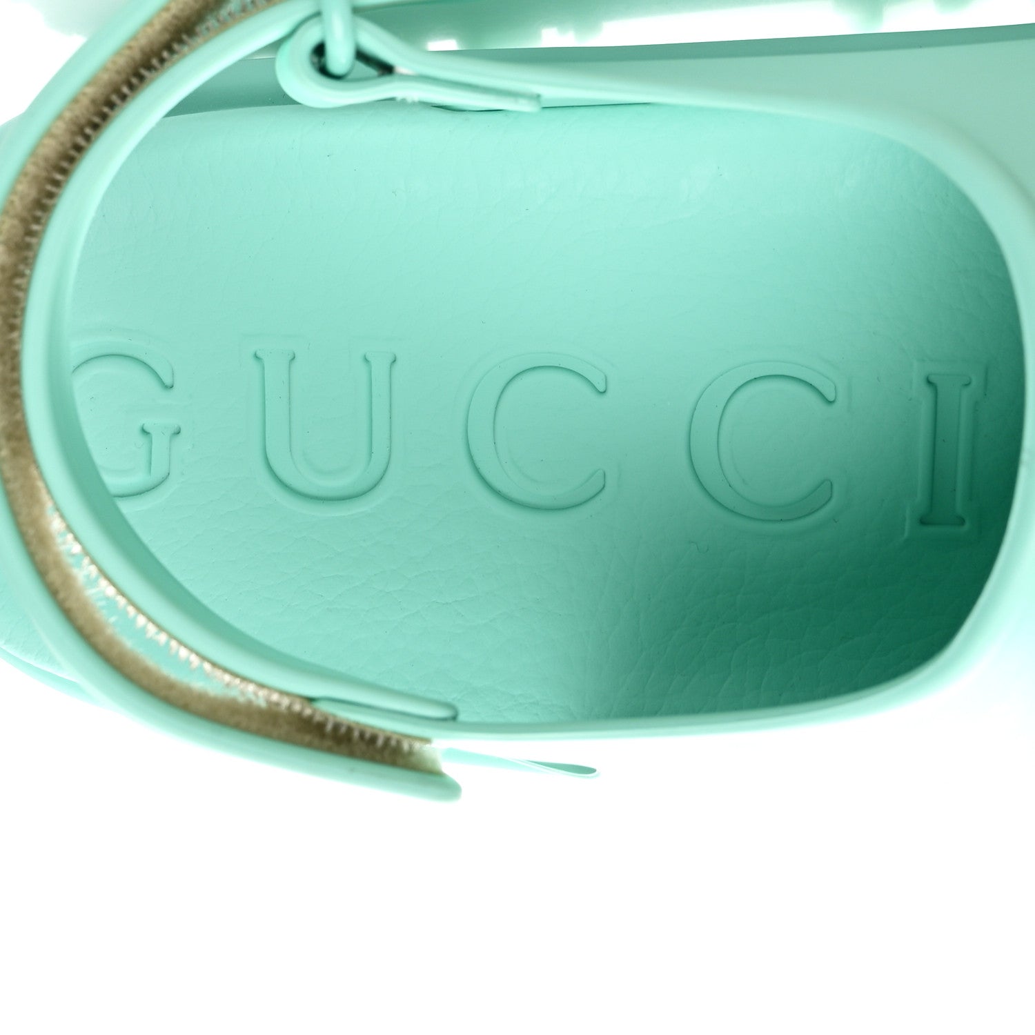 Gucci Soft Rubber Horsebit Womens Slingback Sandals 39 Teal Cyan 8 of 9