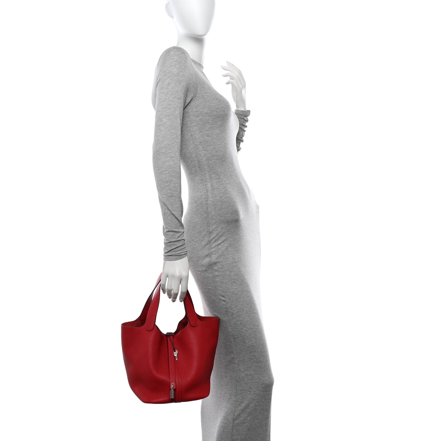 Hermes Taurillon Clemence Picotin Lock 22 MM Rouge Casaque 2 of 11