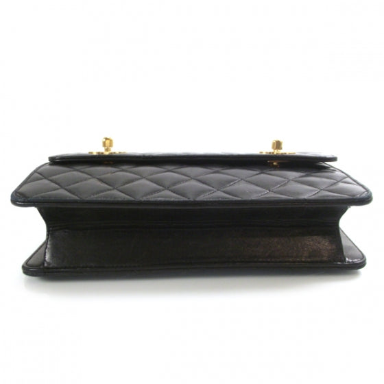 Lambskin Quilted Runway Flap Bag Black