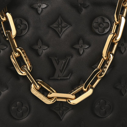 Louis Vuitton Lambskin Embossed Monogram Coussin PM Black 7 of 10